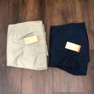 French Toast Boys Waist Relax Fit Pull On Pants Navy Khaki Sz 16 LOT OF 2